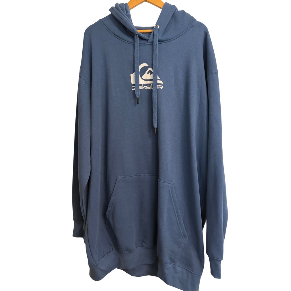 Quiksilver Mens Big & Tall Blue Logo Fleece Hoodie Sweatshirt 3XLT New